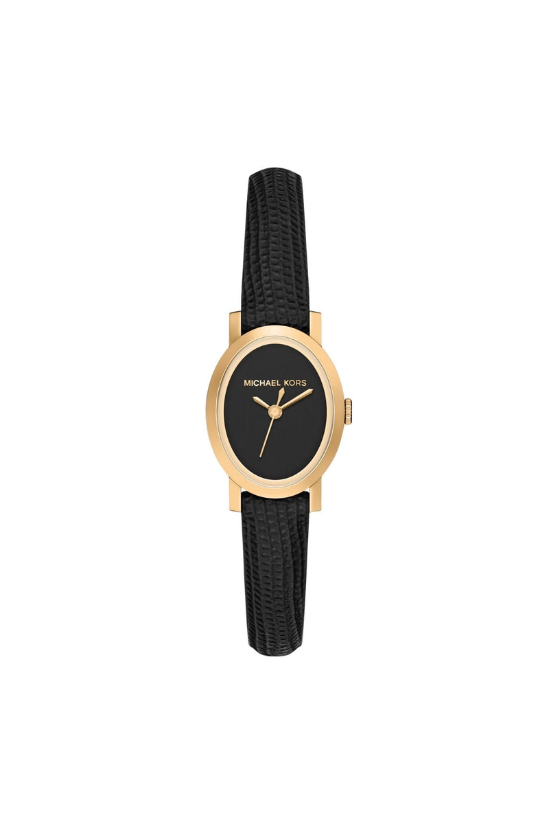 Ladies Maude Three-Hand Black Leather Watch