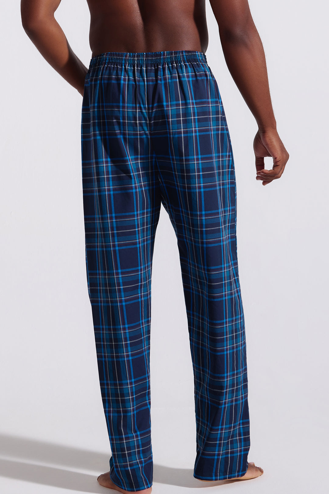 Woven Blue Check PJ Long Pants - Blue