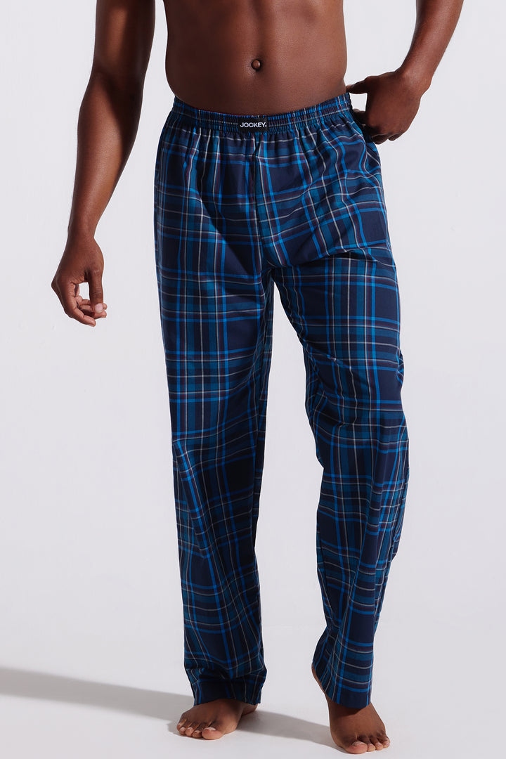 Woven Blue Check PJ Long Pants - Blue