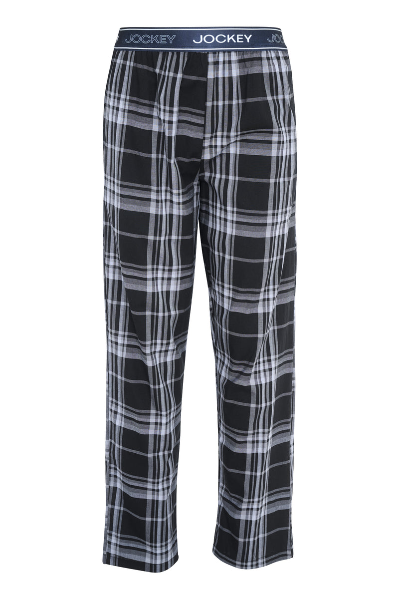 Woven Check Long PJ Pants - Black