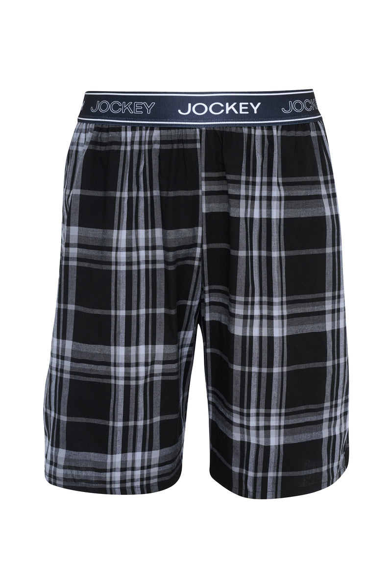 Woven Check Bermuda Sleep Shorts - Black