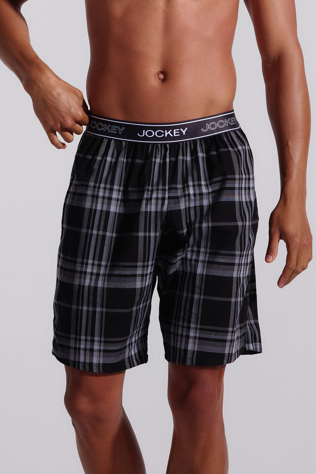Woven Check Bermuda Sleep Shorts - Black