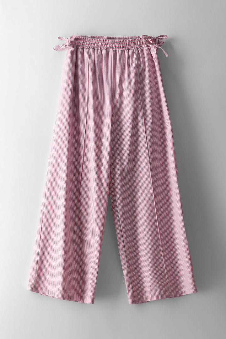 Girls Side Tie Pull On Pants - Pink