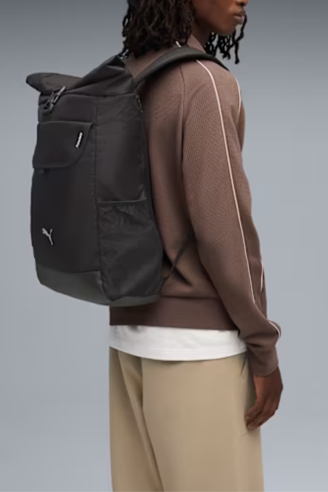 Tech Roll Top Backpack - Black