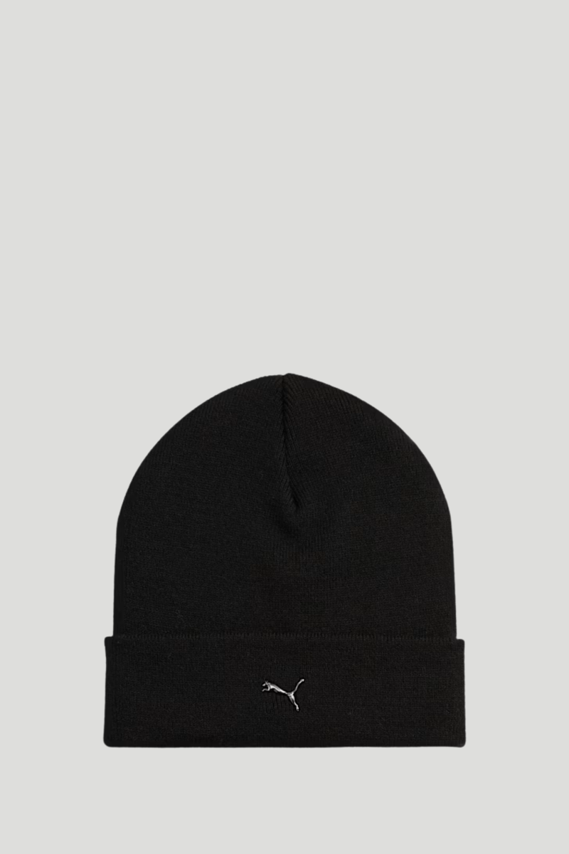 Essential Elevated Rubber Patch Low Crown Beanie - Black