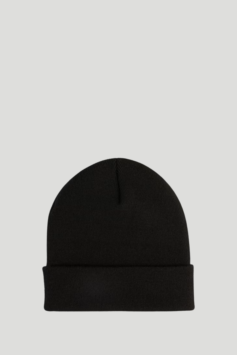 Essential Elevated Rubber Patch Low Crown Beanie - Black