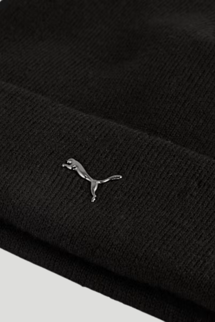 Essential Elevated Rubber Patch Low Crown Beanie - Black