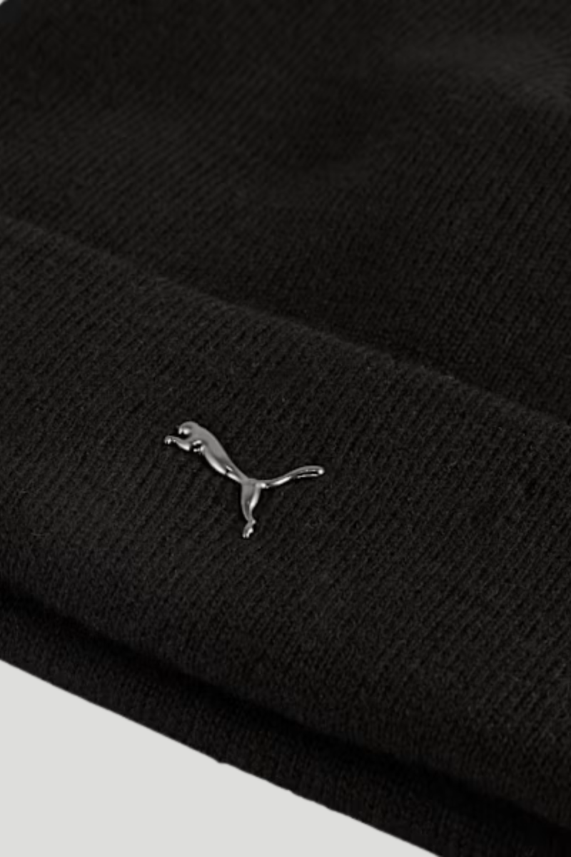 Essential Elevated Rubber Patch Low Crown Beanie - Black