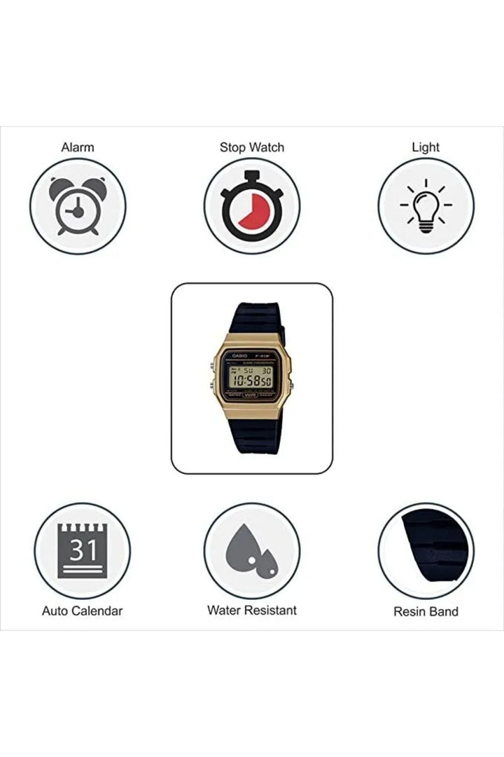 Digital Gold Case Watch - Black