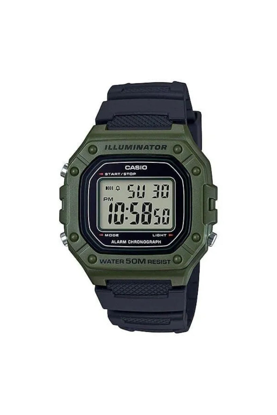 Digital Sport Green Case Watch - Black