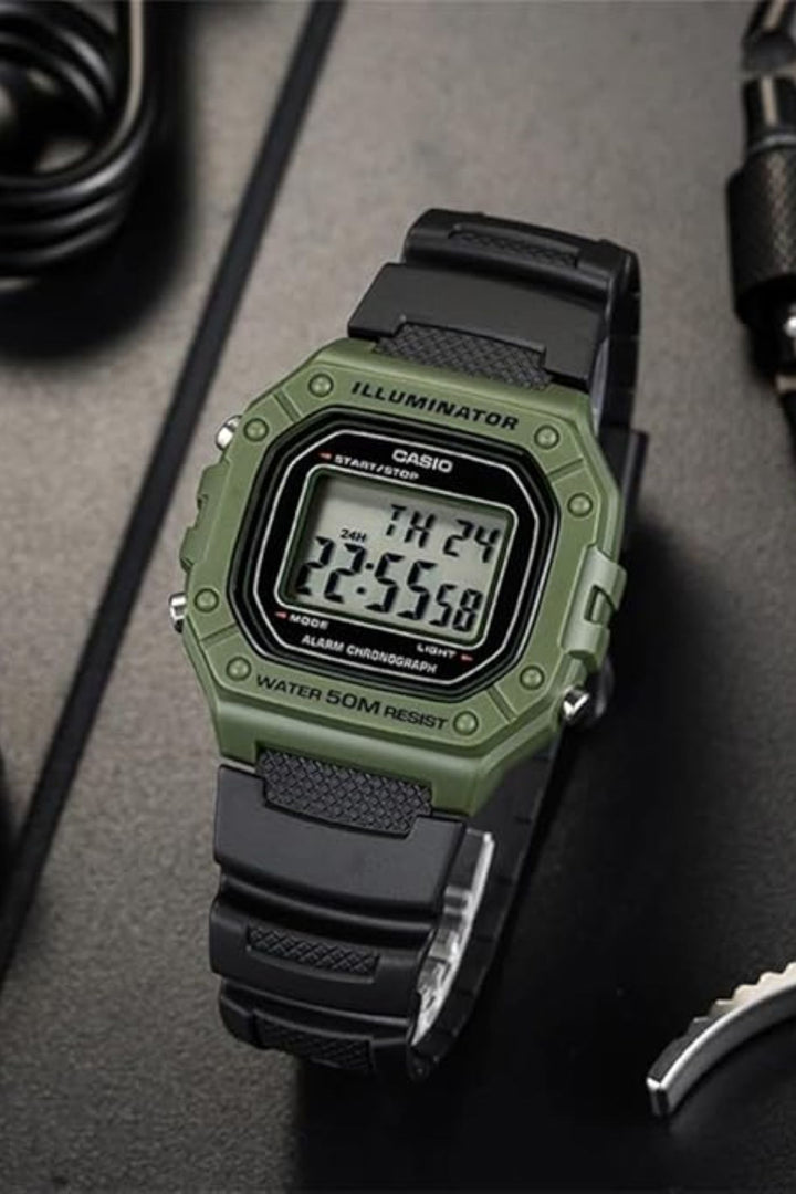 Digital Sport Green Case Watch - Black