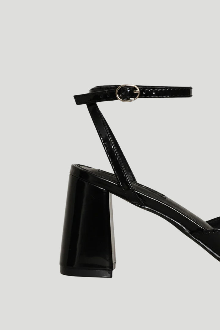 Square Toe Apron Mule Heel - Black