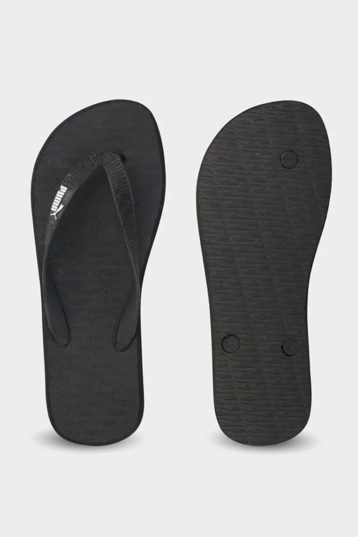 Round Flip Embossed Sandal - Black