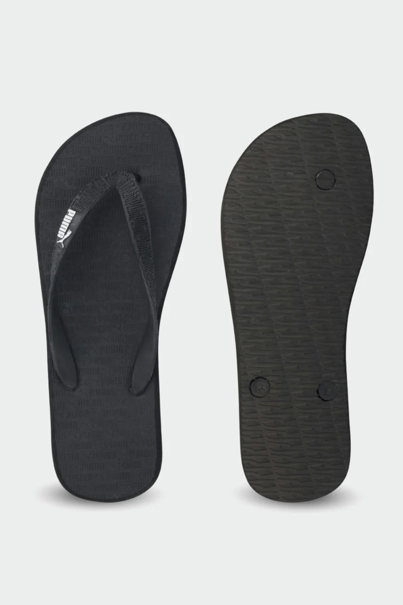 Round Flip Embossed Sandal - Black