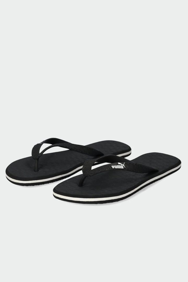 Round Flip Embossed Sandal - Black