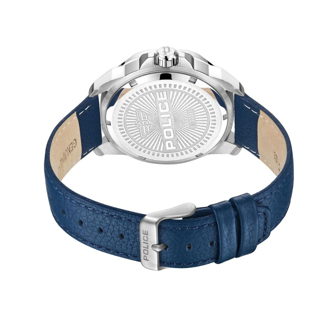 3 Hand Date Blue Dial & Blue Leather Strap Watch - Blue
