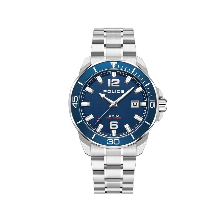 3 Hand Date Blue Dial Stainless Steel Watch - Silver
