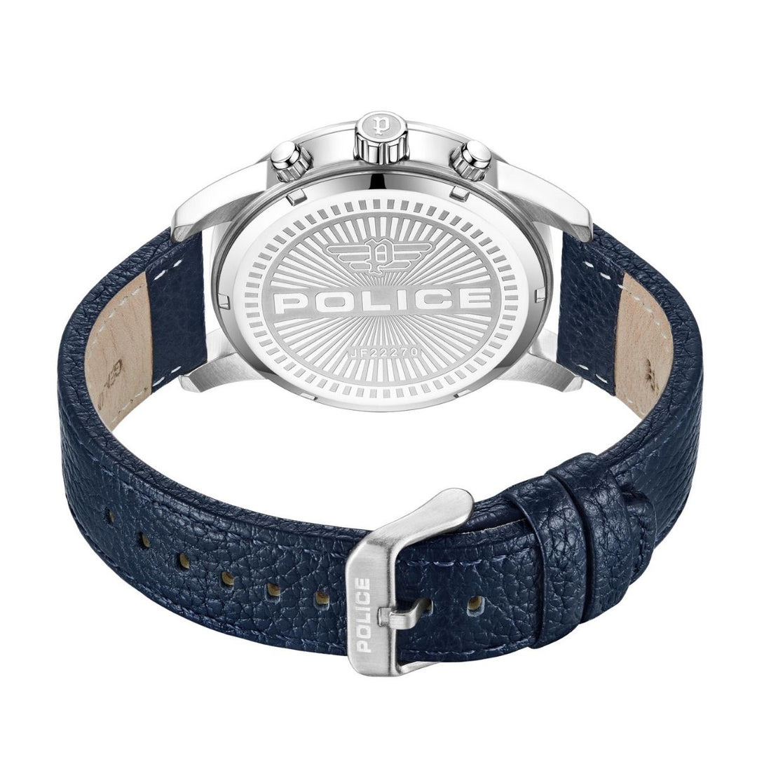 Blue Dial & Blue Leather Strap Multifunction Watch - Blue