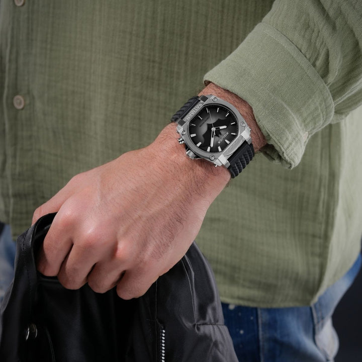 Stainless Steel Case & Black Dial "BATMAN" Watch With Led Back Light