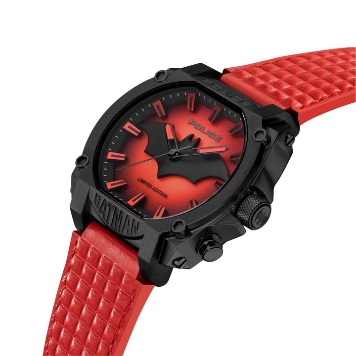 Black Case & Black Dial "BATMAN" Watch With Led Back Light - Red