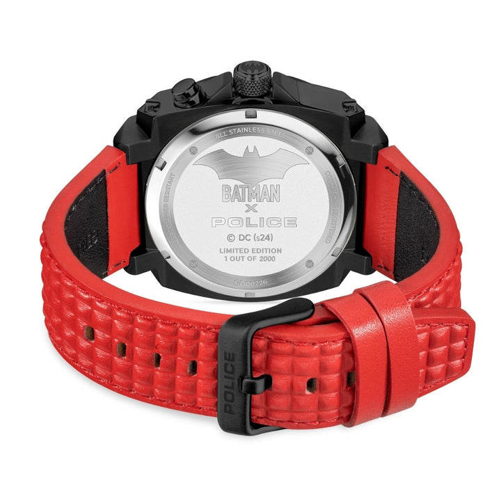 Black Case & Black Dial "BATMAN" Watch With Led Back Light - Red
