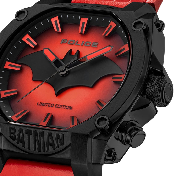 Black Case & Black Dial "BATMAN" Watch With Led Back Light - Red