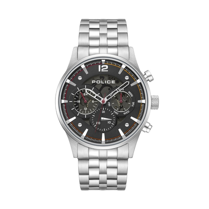 Stainless Steel Case With Black Dial & Steel Bracelet Strap Watch - Silver