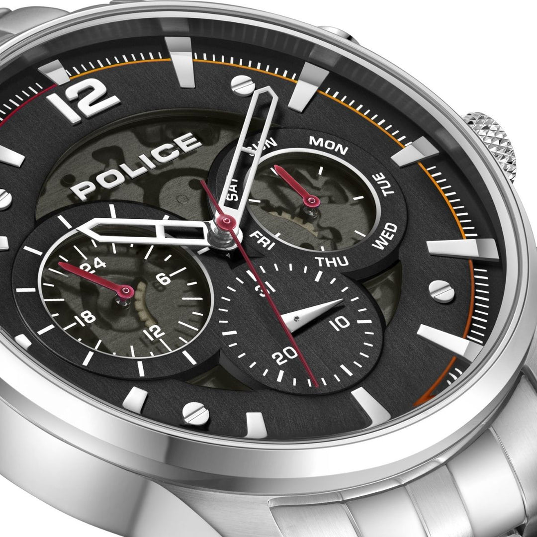 Stainless Steel Case With Black Dial & Steel Bracelet Strap Watch - Silver