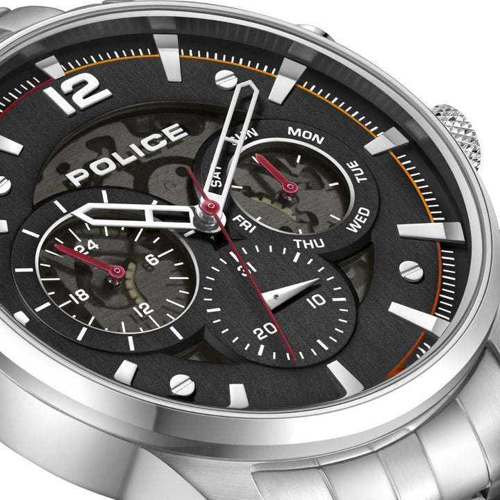 Stainless Steel Case With Black Dial & Steel Bracelet Strap Watch - Silver