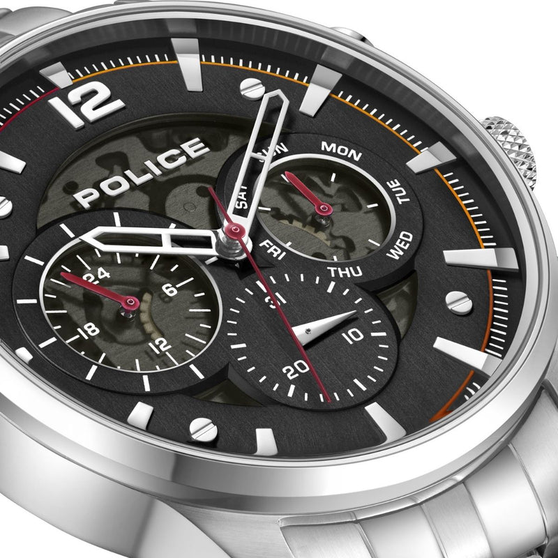 Stainless Steel Case With Black Dial & Steel Bracelet Strap Watch - Silver