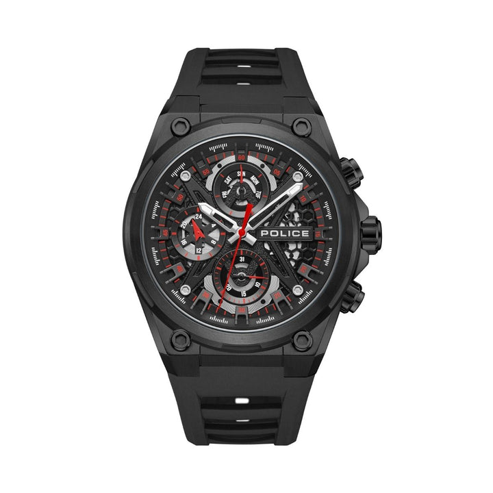 Black Case Black Dial Watch With Black Silicone Strap