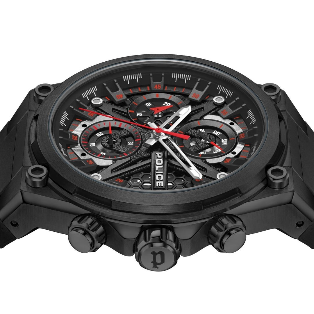 Black Case Black Dial Watch With Black Silicone Strap