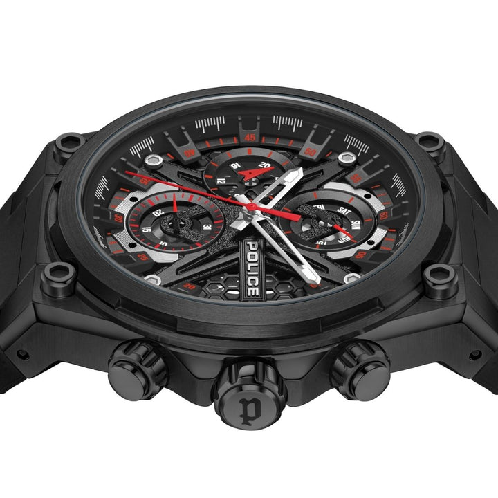 Black Case Black Dial Watch With Black Silicone Strap