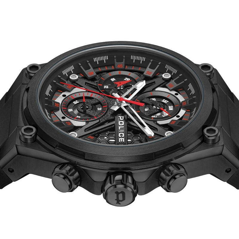 Black Case Black Dial Watch With Black Silicone Strap