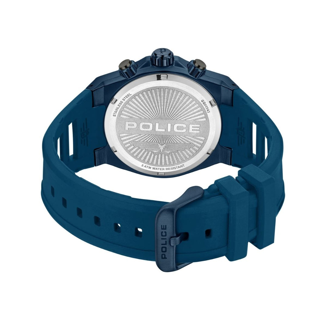 Blue Case Gunmetal Dial Watch With Blue Silicon Strap