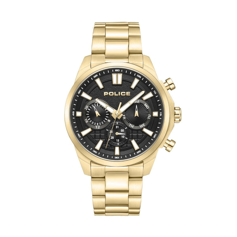 Gold Case With Black Dial & Steel Bracelet Strap - Gold