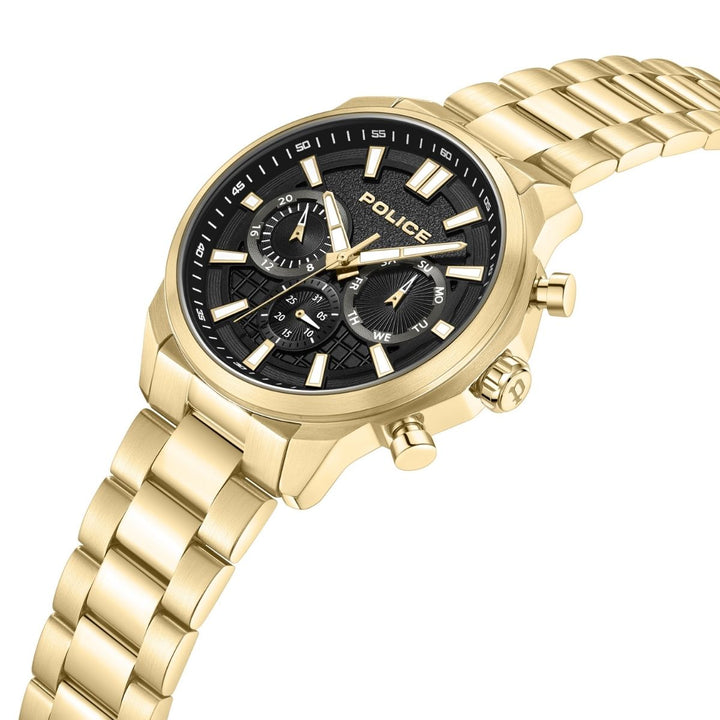 Gold Case With Black Dial & Steel Bracelet Strap - Gold
