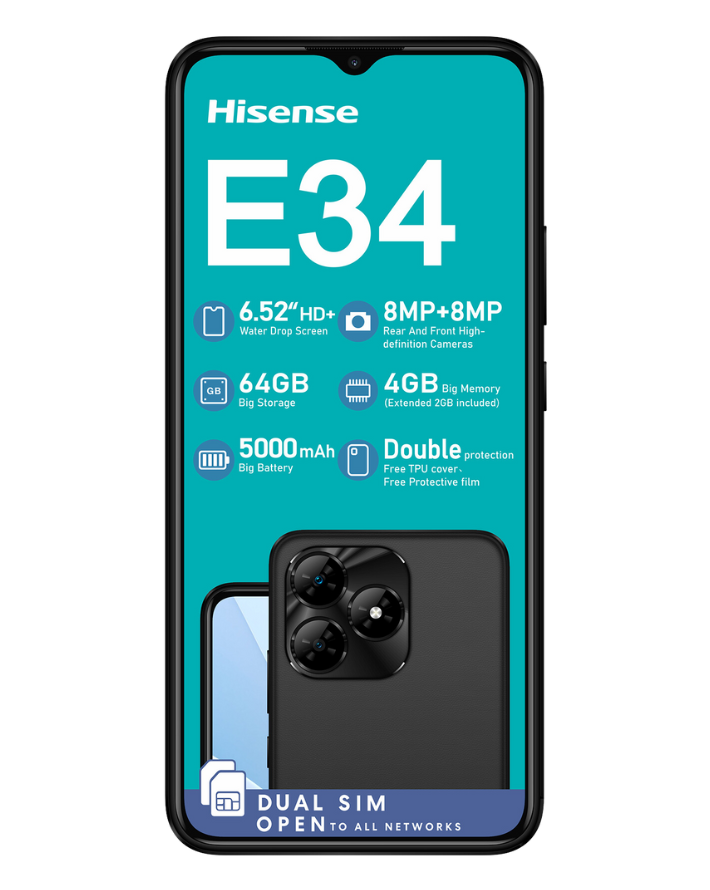 E34 64GB Dual Sim Black Cellphone