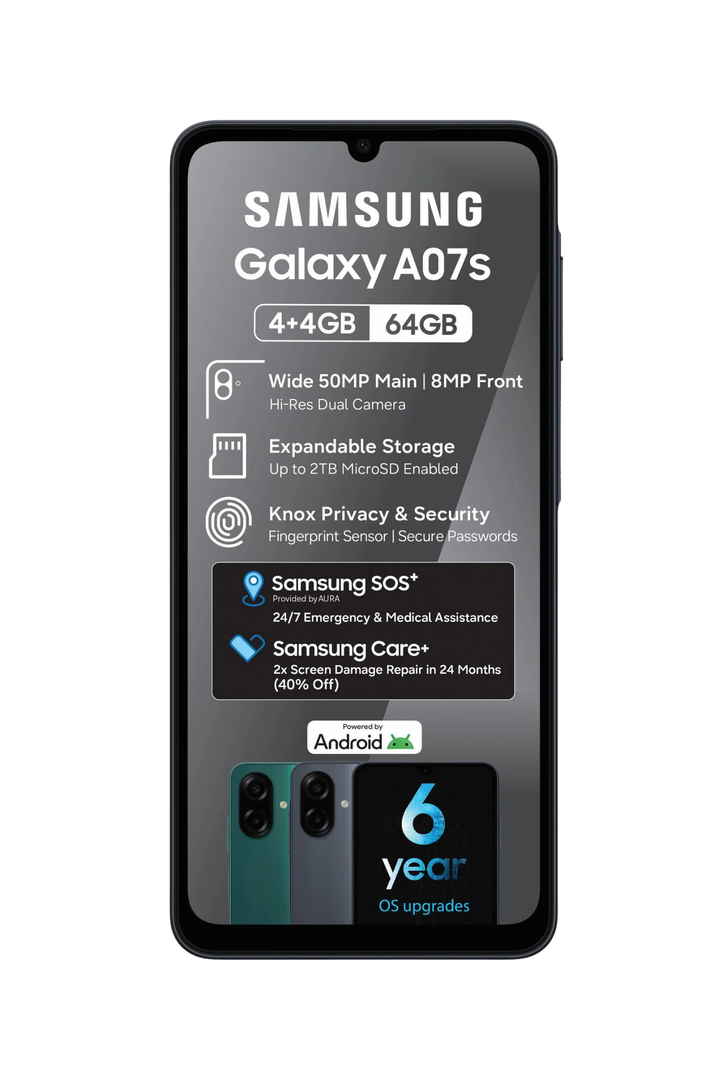 A07S 4GB +64GB Dual Sim - Black