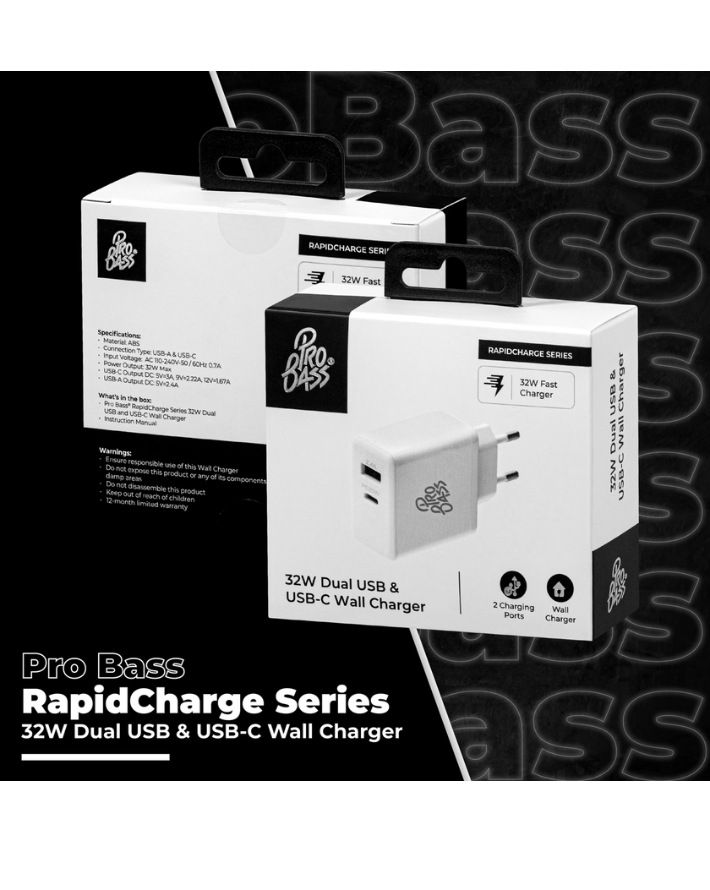 Rapid Charge Series 32w Dual USB and Type-C Wall Charger