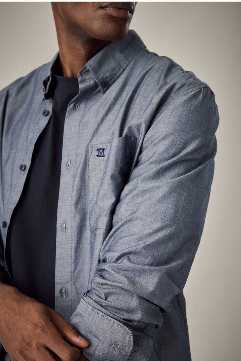 Long Sleeve Chambray Shirt - Blue
