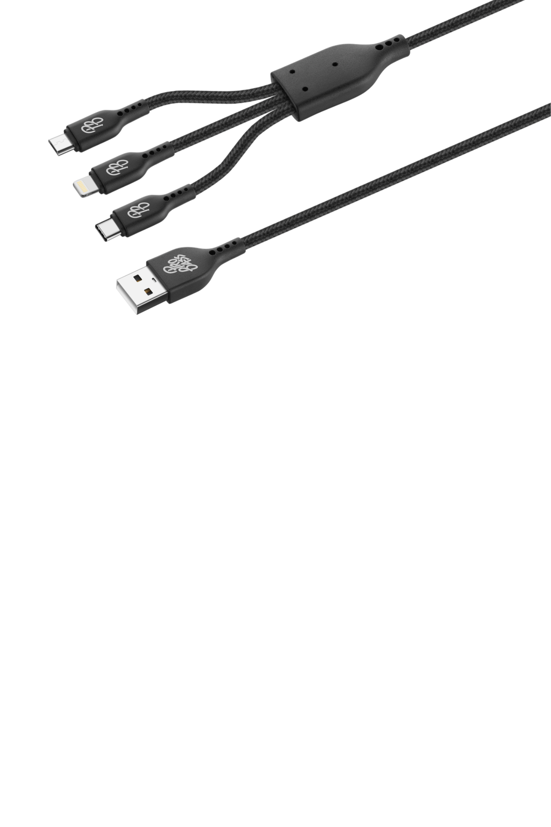 Pro Bass Braided 3-in-1 Charge Cable 1m - Black