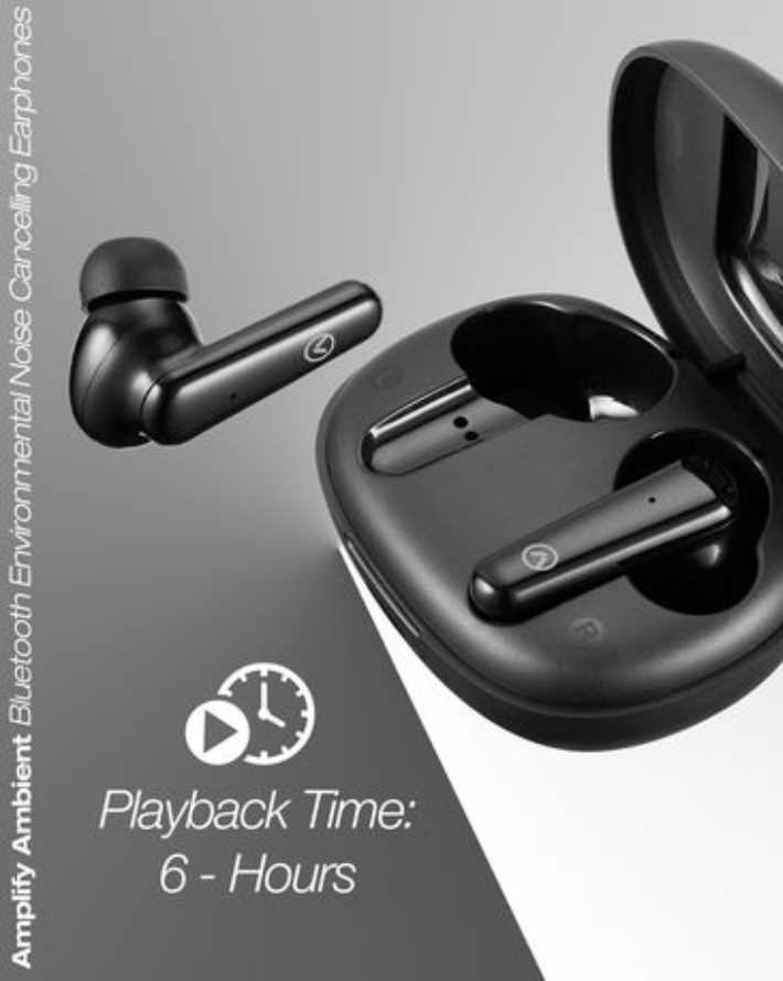 Ambient TWS Earphones with Dual Mic ENC - Black