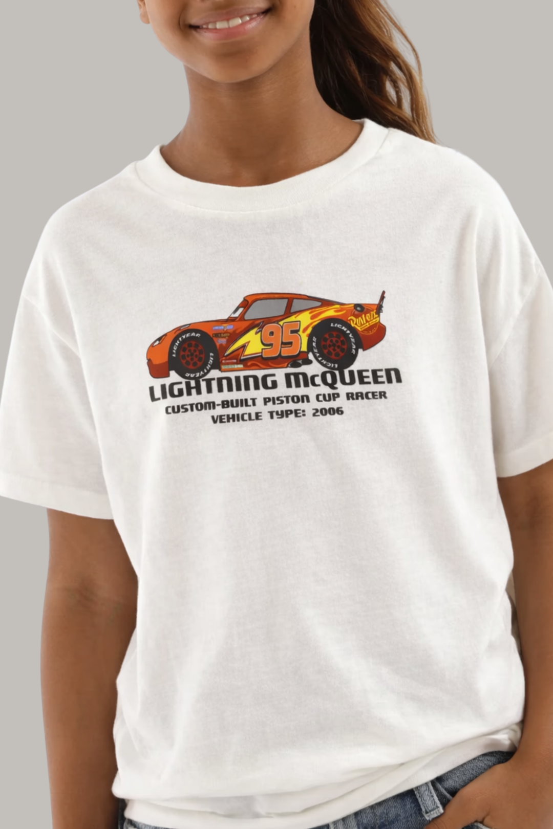 Girls Cars Graphic Oversized T-Shirt - Cream