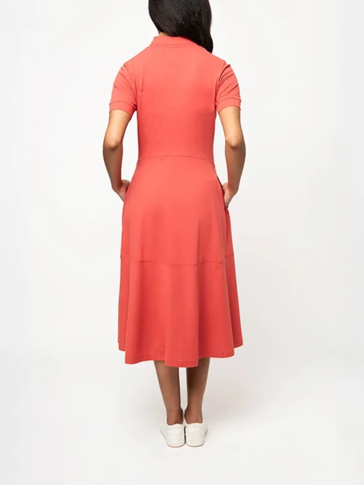 Emily Fit & Flare Golfer Dress - Burnt Orange
