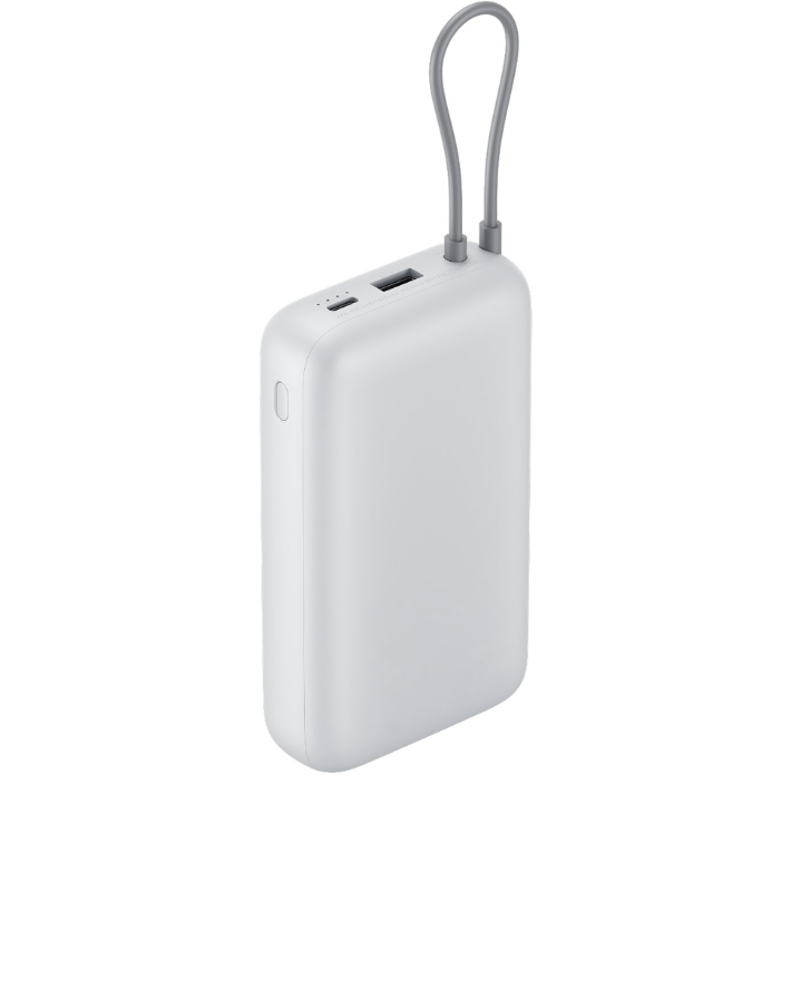 20 000mAh Power Bank (Integrated Cable) - Light Grey