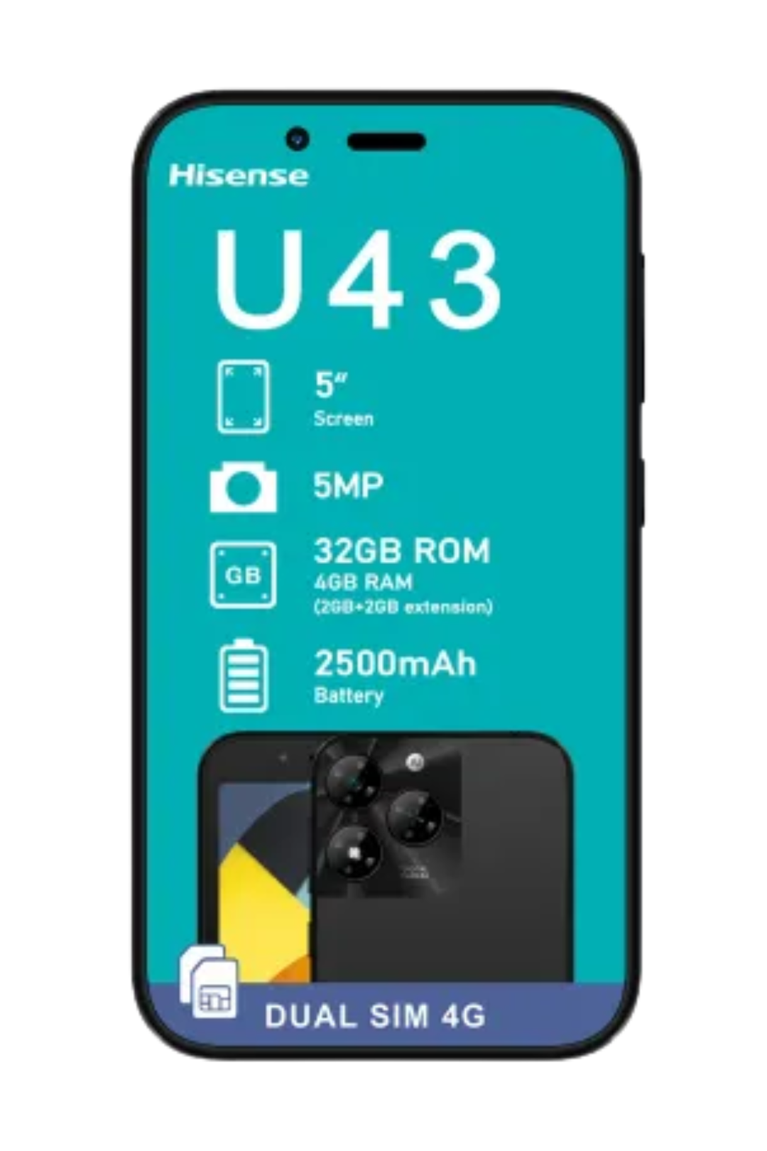 U43 32GB +4G Dual Sim Cellphone - Black