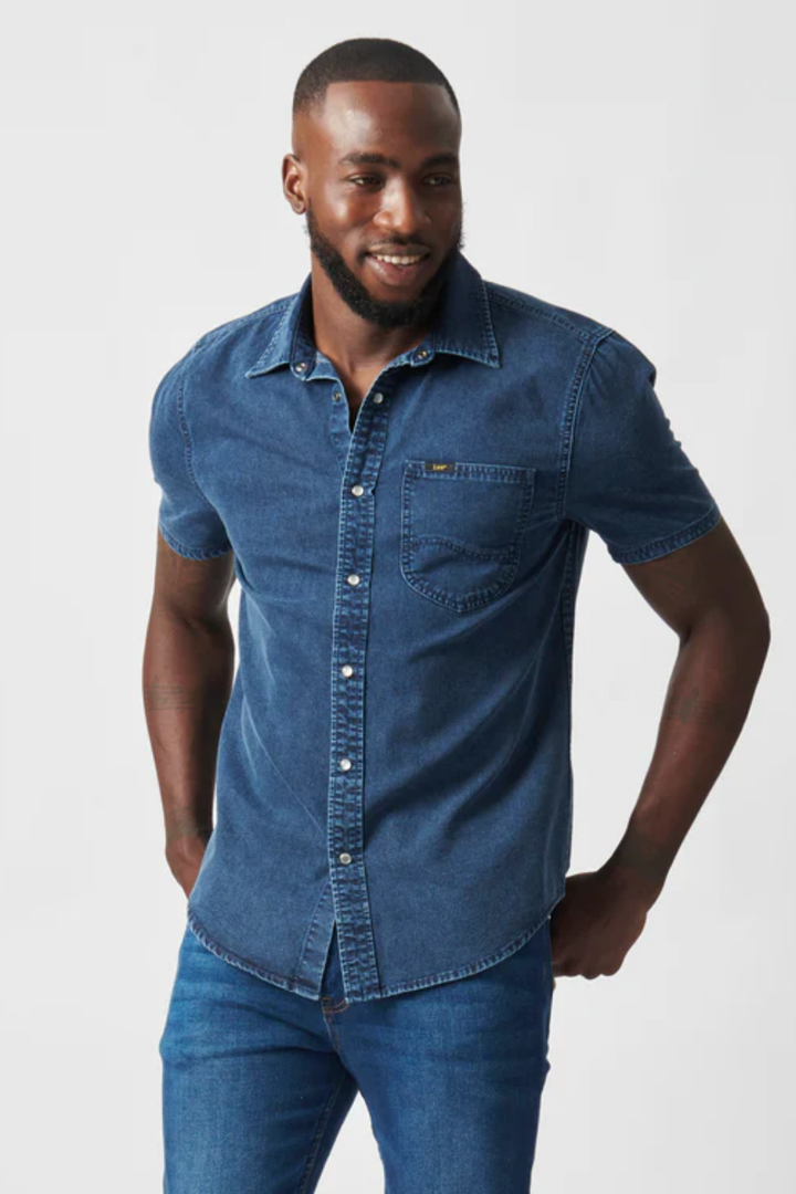 Lazy Denim Short Sleeve Shirt - Stonewash