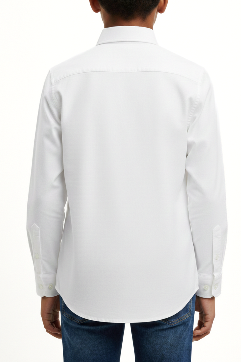 Pre-Boys Long Sleeve Formal Shirt - White