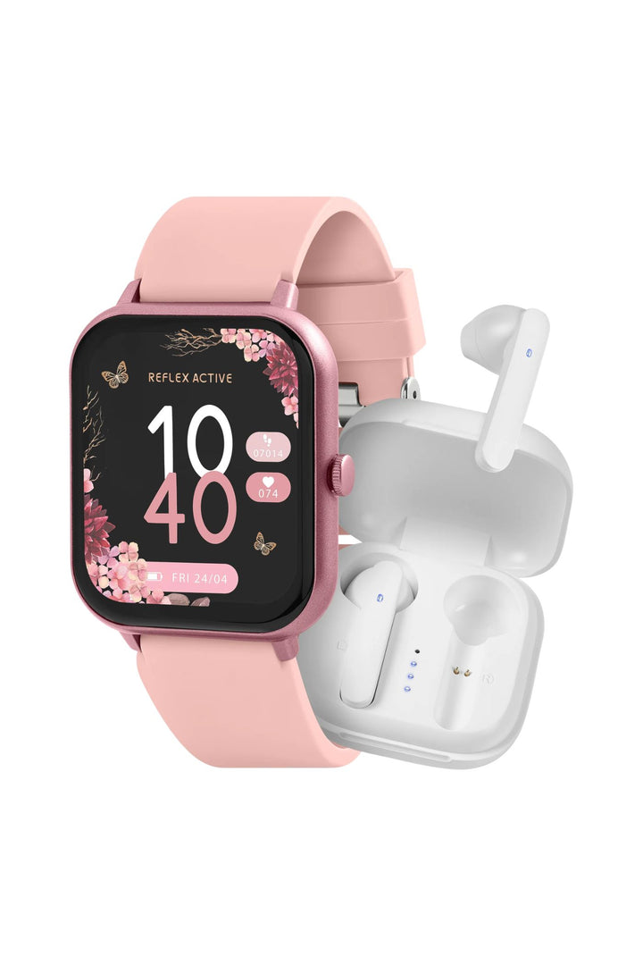 Pink Strap Smart Watch (Series 17) & TWS Earbud Set